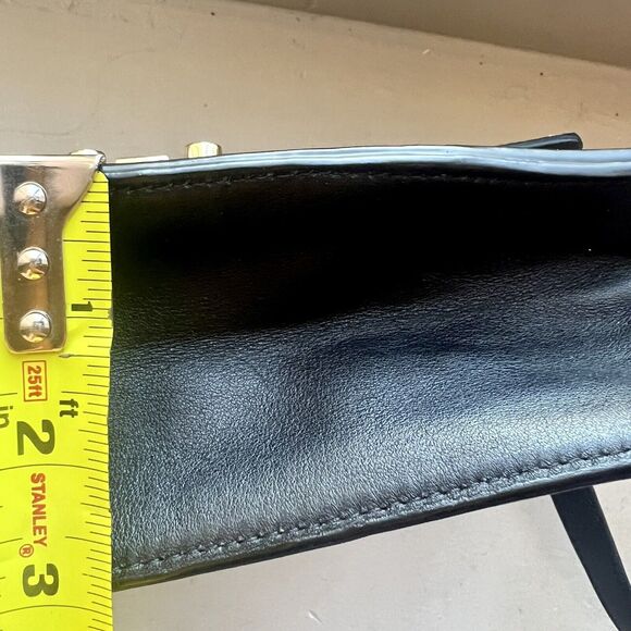 Loeffler Randall Black Leather w/ Animal Print Accent Envelope Crossbody Handbag - Picture 10 of 16